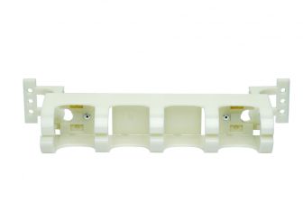 Организатор комм. шнуров Eurolan, 19", 1HU, 44х64 мм (ВхГ), кольцевого типа, для шкафов и стоек Eurolan, цвет: белый, (полиэтилен, с ножками) 