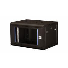 Шкаф телекоммуникационный настенный Datarex, 19", 6U, 368х600х600 мм (ВхШхГ), дверь: стекло, разборный, цвет: чёрный