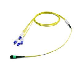 Сборка кабельная Eurolan разветвительная, MTP/LC, OS2 9/125, LSZH (нг(A)-HF), 50м, Ø 3мм, синий хвостовик, цвет: жёлтый