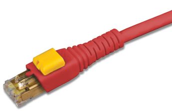 (Архив)Шнур комм. Siemon, кат. 6, неэкр., U/UTP, RJ45/RJ45, LSZH, 1м, красный, T568A/B, защита от отключения LockIT