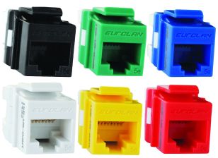 Модуль универсальный Eurolan, keystone, 1хRJ45, кат. 5е, неэкр., цвет: белый