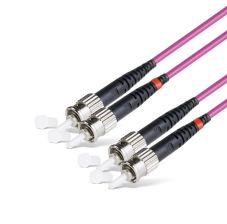 Комм. шнур оптический Hyperline, Duplex ST/ST, OM4 50/125, LSZH, 50м, Ø 2мм, серый хвостовик, цвет: маджента