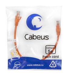 Шнур комм. Cabeus, кат. 5е, неэкр., U/UTP, RJ45/RJ45, LSZH, AWG24 0.3м, оранжевый
