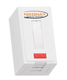 Розетка информационная Nikomax, 1x RJ45/8P8C, кат. 5е, неэкр., 70х30 мм (ВхШ), упаковка: 1 шт, цвет: белый, (NMC-WO1UD2-FT-ST-WT)