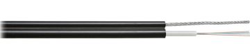 Кабель ВО Nikolan E Loose tube,  16хОВ, OS2 9/125, PE, Ø 6,7мм, катушка, снаружи зданий для подвеса, небронированный, цвет: чёрный, со стальным тросом