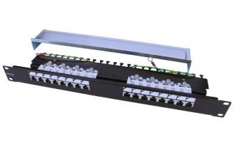 (Архив)Комм. патч-панель Hyperline PP3, 19", 1HU, портов: 16 х RJ45, кат. 6, универсальная, экр., цвет: чёрный, (PP3-19-16-8P8C-C6-SH-110D)