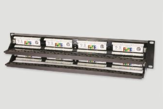Комм. патч-панель Eurolan, 19", 2HU, портов: 48 х RJ45, кат. 6, универсальная, цвет: чёрный, (27B-U6-48BL)