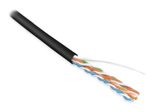 Кабель витая пара Hyperline, LSZH (нг(A)-HF), U/UTP, кат. 5е, проводник Ø 0,51мм, 305м, бухта, тип прокладки: внутри зданий, цвет: чёрный