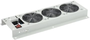 Вентиляторный модуль ITK, 230V, 19", 1U, 45х480 мм (ВхШ), вентиляторов: 3, IP20, поток: 465 м3/ч, для шкафов и стоек, цвет: серый