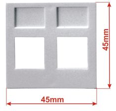 Вставка в розеточную панель Lanmaster, 2х keystone, 45х45 мм (ВхШ), плоская, с площадкой для маркировки, цвет: белый (LAN-SIP-24R-WH)