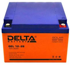 Аккумулятор для ИБП Delta Battery GEL, 125х166х174 мм (ВхШхГ),  необслуживаемый электролитный,  12V/26 Ач, цвет: жёлтый, (GEL 12-26)