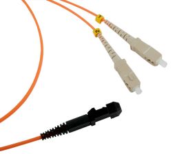 (Архив)Комм. шнур оптический Hyperline, Duplex SC/MTRJM, OM2 50/125, LSZH, 5м, Ø 2мм, серый хвостовик, цвет: оранжевый