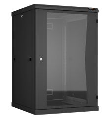 Шкаф телекоммуникационный настенный TLK Classic II, 19", 18U, 904х600х600 мм (ВхШхГ), дверь: стекло, разборный, цвет: чёрный