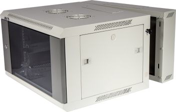 Шкаф телекоммуникационный настенный TWT PRO, 19", 6U, 368х600х600 мм (ВхШхГ), дверь: стекло, откидной, цвет: серый