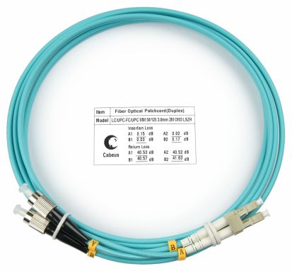 Коммутационный шнур оптический Cabeus FOP-50-LC-FC-1,5m