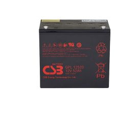 Аккумулятор для ИБП CSB Battery GPL, 201,3х138,4х228 мм (ВхШхГ),  необслуживаемый свинцово-кислотный,  12V/52 Ач, (GPL 12520)