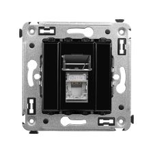 Розетка компьютерная DKC Avanti, 1x RJ45, кат. 6, экр., 2 модуля, упаковка: 1 шт, цвет: чёрный квадрат, (DKC.4402393)