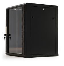 (Архив)Шкаф телекоммуникационный настенный Hyperline TWB-FC, 19", 18U, 908х600х450 мм (ВхШхГ), дверь: стекло, разборный, цвет: чёрный