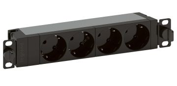 БРП (PDU) Basic Legrand, Schuko х 4, вход Schuko, шнур 1 м, 1ф 16А, оборудован защитными шторками, чёрный