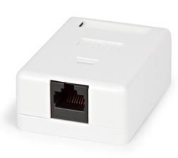(Архив)Розетка компьютерная Hyperline, 1x RJ45, кат. 6, неэкр., внешняя, 65х25 мм (ВхШ), цвет: белый, (SB2-1-8P8C-C6-WH)