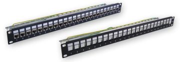 (Архив)Комм. патч-панель наборная AMP, 19", 1HU, портов: 24 х RJ45, кат. 5, универсальная, экр., цвет: чёрный, (0-336526-1)