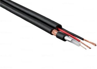 Кабель коаксиальный Hyperline F5981BV, PVC, двухслойный экран (100% + 80%), 75 Ом, бухта, 500 м, d , (жила 2 х 0.75 мм), цвет: чёрный