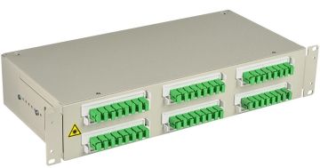 (Архив)Комм. панель ВО Связьстройдеталь ШКОС-Л, 2HU,  SC/APC , невыдвижная, прямая, цвет: светло-серый, 4 кабельных ввода