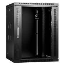 Шкаф телекоммуникационный настенный Cabeus SH-05F, 19", 15U, 769х600х450 мм (ВхШхГ), дверь: стекло, разборный, цвет: чёрный
