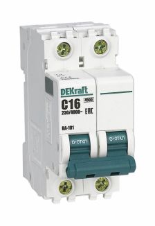 Автоматический выключатель DEKraft ВА-101, 2 модуль, C класс, 2P, 16А, 4,5кА, (11066DEK)
