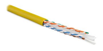Кабель витая пара Hyperline, LSZH (нг(A)-HF), U/UTP, кат. 6, проводник Ø 0,57мм, 100м, бухта, тип прокладки: внутри зданий, цвет: жёлтый