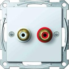 Розетка аудио Merten System M, 2x RCA (L, R), цвет: полярно-белый, (MTN4350-0319)