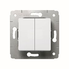 Выключатель Legrand Cariva, двухклавишный, без подсветки, 10А, 45х45 мм (ВхШ), цвет: белый (773657)