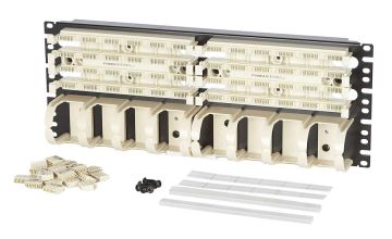Кросс-панель Panduit GP6, 19", 4HU, 24x110, кат. 6, универсальная, цвет: белый, (GPB484R4WJY), в комплекте 4-парные блоки