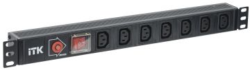 БРП (PDU) Basic ITK, IEC 60320 С13 х 7, вход IEC 320 C14, 44,4мм, 1ф 10А, выключатель, фильтр защиты от напряжения, чёрный, корпус- алюминиевый сплав