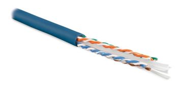 Кабель витая пара Hyperline, LSZH (нг(A)-HF), U/UTP, кат. 6, проводник Ø 0,57мм, 305м, бухта, тип прокладки: внутри зданий, цвет: синий