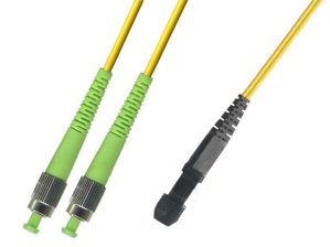 (Архив)Комм. шнур оптический Hyperline, Duplex FC/MTRJM (APC), OS2 9/125, LSZH, 1м, Ø 2мм, зелёный хвостовик, цвет: жёлтый