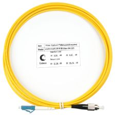 Комм. шнур оптический Cabeus Tight Buffer, Simplex FC/LC, OS2 9/125, LSZH, 3м, Ø 3мм, чёрный хвостовик, цвет: жёлтый