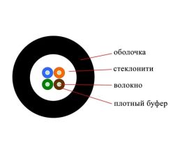 Кабель ВО Datarex Tight Buffer,  4хОВ, OS2 9/125, ПЭ, Ø 6,5мм, барабан, снаружи зданий, небронированный, цвет: чёрный