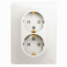 (Архив)Розетка в сборе Schneider Electric Glossa, 2к+З, 16А, для настенного монтажа, шторки защитные, цвет: перламутр, двойная