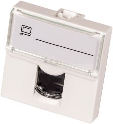 Вставка Lanmaster, 1х RJ45, 45х45 мм (ВхШ), плоская, шторки, UTP, категории 5e, с увеличенным окном маркировки, цвет: белый (LAN-SIP-23U5E-WH)