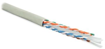 Кабель витая пара Hyperline, LSZH (нг(A)-HF), U/UTP, кат. 6, проводник Ø 0,57мм, 100м, бухта, тип прокладки: внутри зданий, цвет: серый