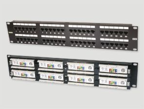 Комм. патч-панель Eurolan, 19", 2HU, портов: 48 х RJ45, кат. 5е, универсальная, неэкр., цвет: чёрный, (27B-U5-48BL )
