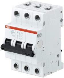 Автоматический выключатель ABB S200, 3 модуль, C класс, 3P, 100А, 6кА, (2CDS253001R0824)