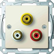Розетка аудио/видео Merten System M, 3x RCA, цвет: бежевый, (MTN4351-0344)