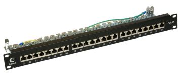(Архив)Комм. патч-панель Cabeus, 19", 1HU, портов: 24 х RJ45, кат. 6A, экр., цвет: чёрный, (PL-24-Cat.6A-SH-Krone)