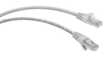 Шнур комм. Cabeus, кат. 6A, экр., S/FTP, RJ45/RJ45, LSZH, AWG26 0.3м, серый