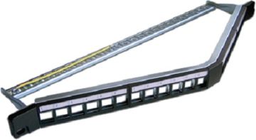 Комм. патч-панель наборная Lanmaster, 19", 0,6HU, портов: 24 х keystone, кат. 5е-8, экр., цвет: чёрный, (LAN-PPAC24OK-STP)