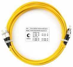 Комм. шнур оптический Cabeus Tight Buffer, Duplex FC/FC, OS2 9/125, LSZH, 7м, Ø 3мм, чёрный хвостовик, цвет: жёлтый