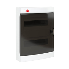 Щит электрический настенный DKC RAM base IP41, 2ряд. 24мод., с клеммным блоком, дверь: тонированное стекло, корпус: пластик, цвет: белый, с замком