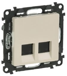 (Архив)Розетка телефонная Legrand Valena Life, 2x RJ11, экр., внешняя, 51х58 мм (ВхШ), цвет: белый, (LEG.753239)